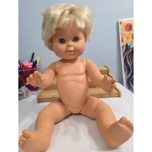 Vintage Ideal Betsy Wetsy Baby Doll 1989 Drinks Wets 16" Blonde Hair Sleep Eyes